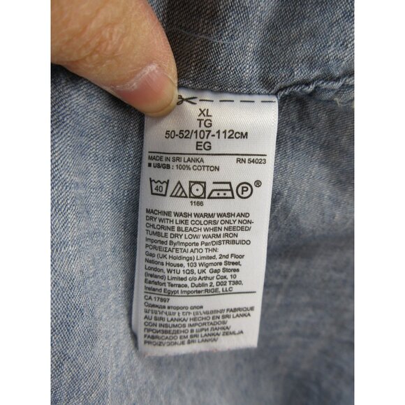 Banana Republic Shirt XL Chambray Hawaiian Loop Collar Slim Pineapple - Picture 9 of 10